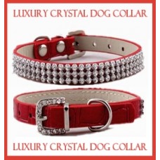 Luxury Crystal PU Leather Dog Collar